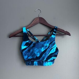 Lululemon Sports Bra Size 6 Small Energy Bra Blue Marble Medium Support
